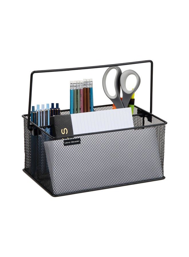 Mind Reader Storage Basket Organizer, Utensil Holder, Forks, Spoons, Knives, Napkins, Perfect for Desk Supplies, Pencil, Pens, Staples Black MESHBASKET-BLK - Image 4